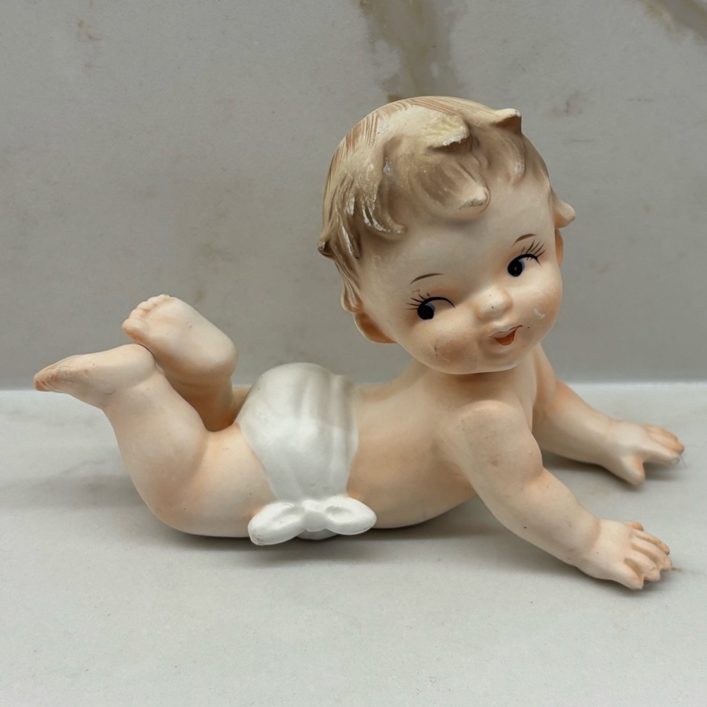 Vintage Napco Japan Piano Baby Kewpie Doll Bisque Figurine 1960